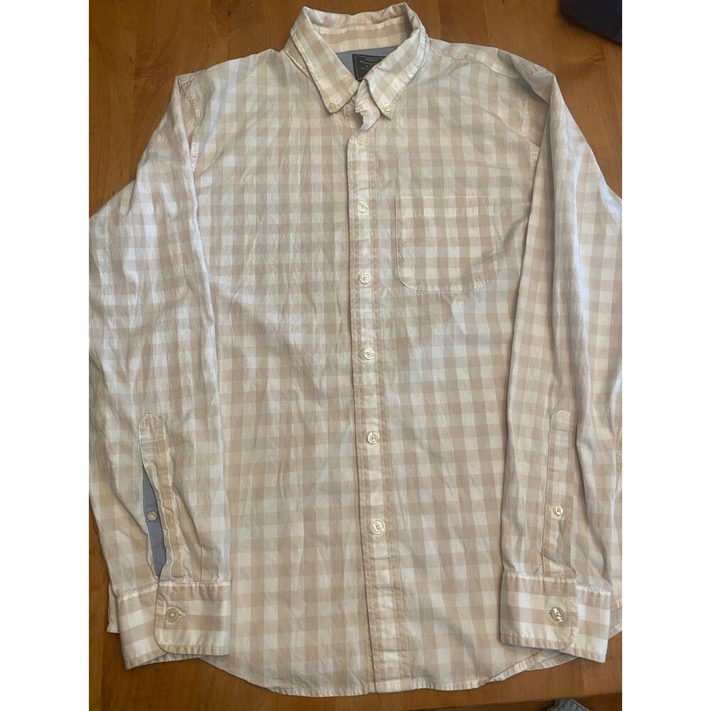 Abercrombie & Fitch Men’s Long Sleeve Button Down XL Cream & White Checked
